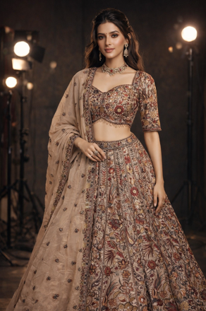 Exquisite heavy gold embroidered bridal lehenga collection at Paras Lifestyle Arera Colony Bhopal boutique